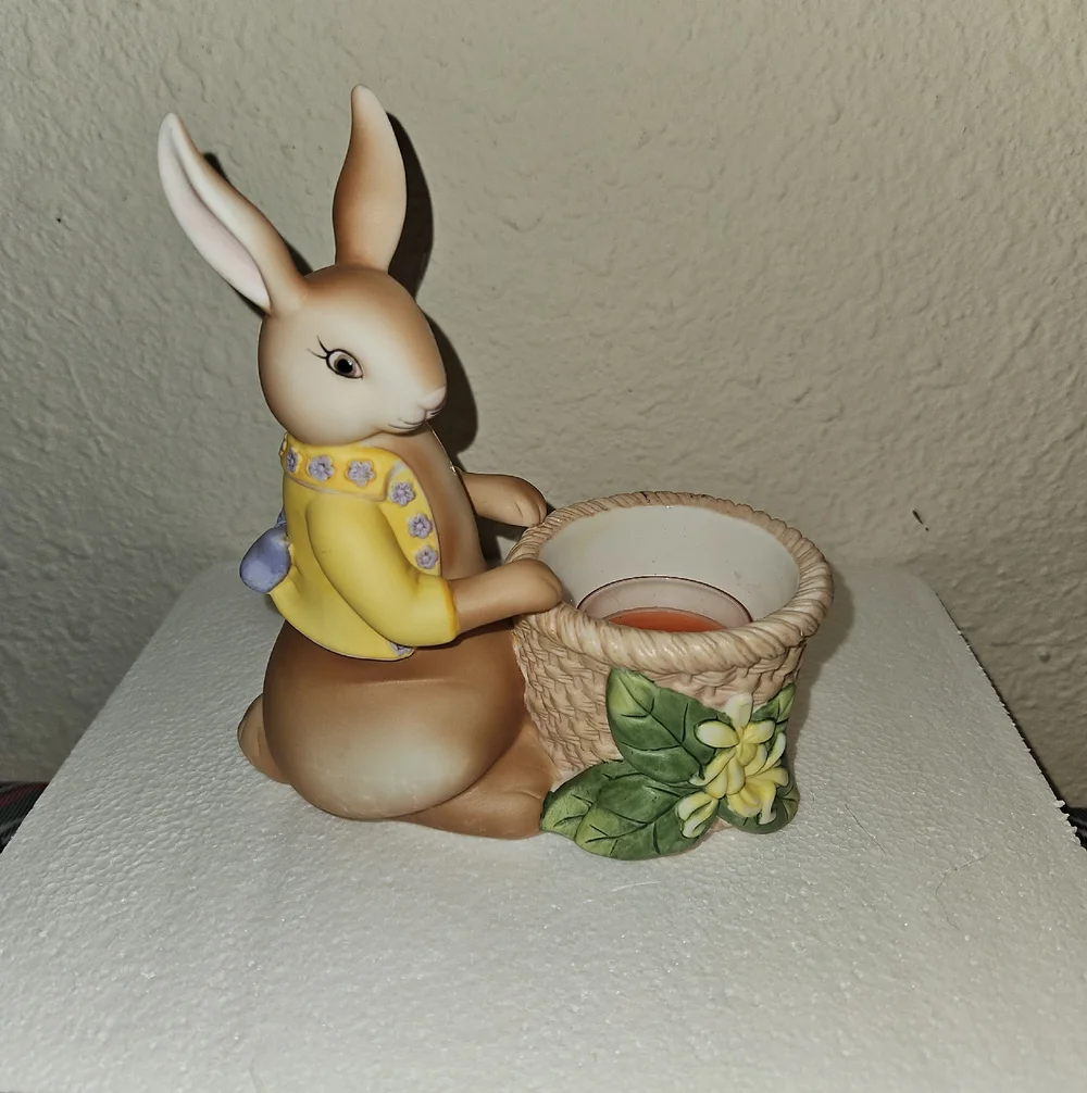 PartyLite Easter Bunny Bertie & Bea Votive Candle Holder Holiday Table Decor Set - Picture 3 of 13